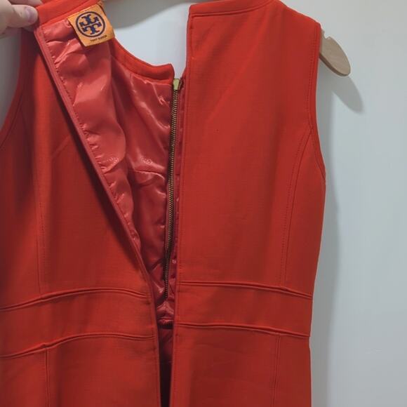 Tory Burch Mariel Orange Gold 1/2 Zip Wool Blend Midi Dress Women's Size 4 - Picture 6 of 9